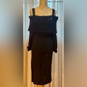 Brunello Cucinelli Black Shrug Sweater Dress with Unique details, Size M
